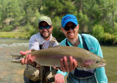 Trophy rainbow trout from a guided fly fishing trip at Rawhide Ranch.