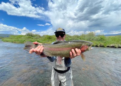 Giant dry fly caught rainbow from the Rolling J Ranch in Leadville Colorado