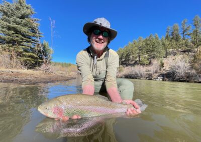 Giant trout on a guided fly fishing trip at Rawhide Ranch.