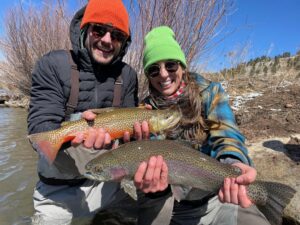 Couples guided fly fishing trip near Denver, check out this double!