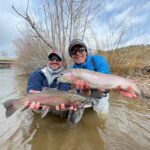 Two huge trout on a guided fly fishing trip to Shawnee Meadows, less than an hour from Denver.