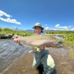 Enormous trout that ate a green drake dry fly at Rolling J Ranch.