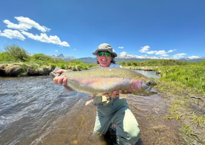Enormous trout that ate a green drake dry fly at Rolling J Ranch.
